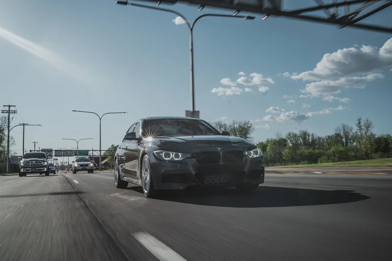 A car on a sunny highway